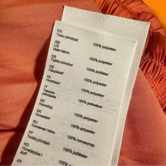 NWT Maje Orange ‘Radjinette’ Tiered Ruffle Satin Midi Dress French Size 42 = XL - Picture 13 of 16